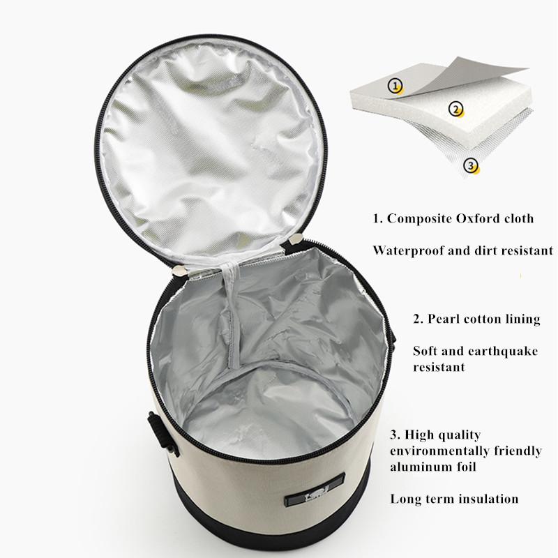 Portable Round Barrel Thermal Lunch Bags Hand-held Bags Student Office Insulated Cooler Box Food Container with Shoulder Strap
