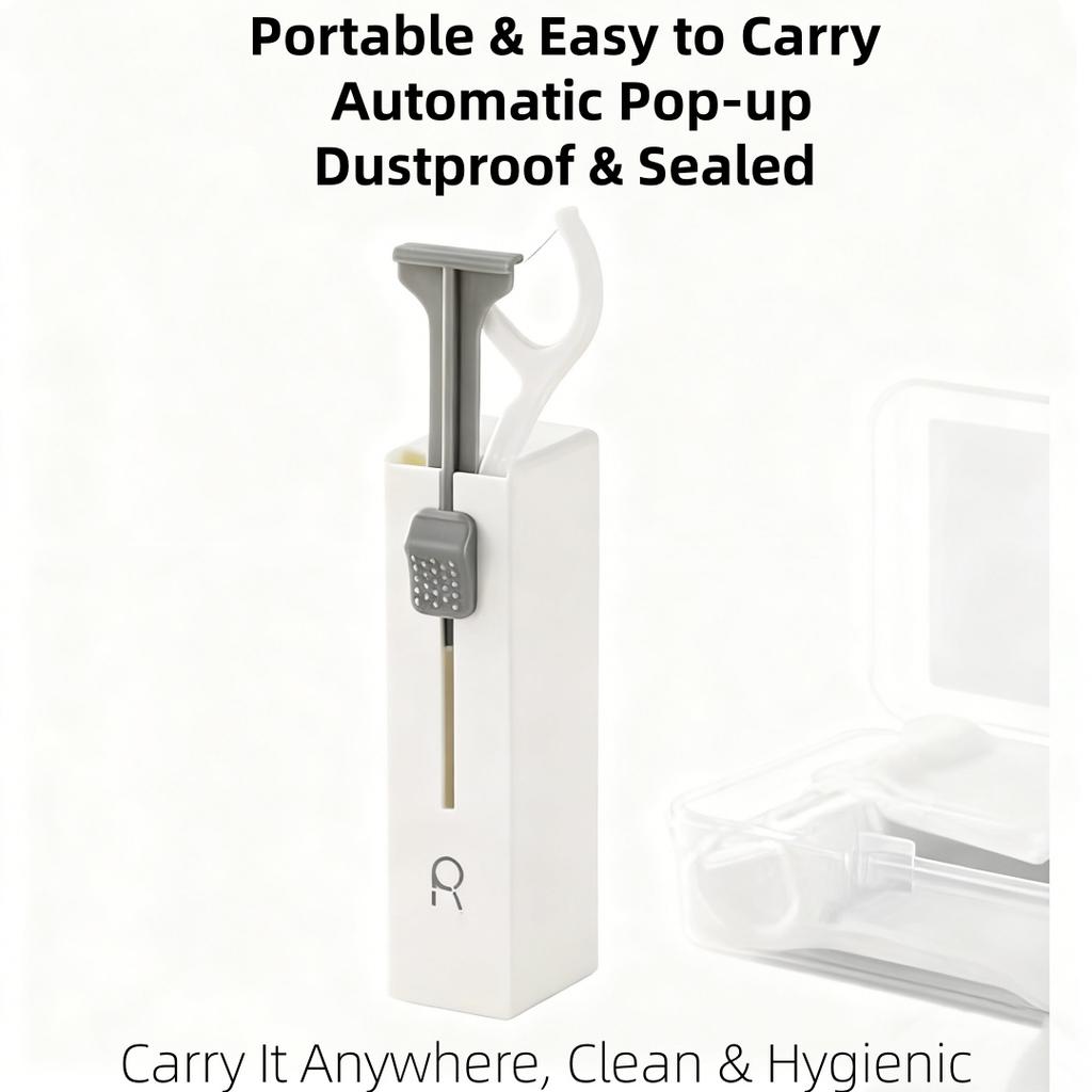 YS00272-Portable Exquisite Compact 10-Piece Automatic Pop-Out Dental Floss Box, Disposable Dental Floss Pick Storage Box