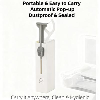 YS00272-Portable Exquisite Compact 10-Piece Automatic Pop-Out Dental Floss Box, Disposable Dental Floss Pick Storage Box
