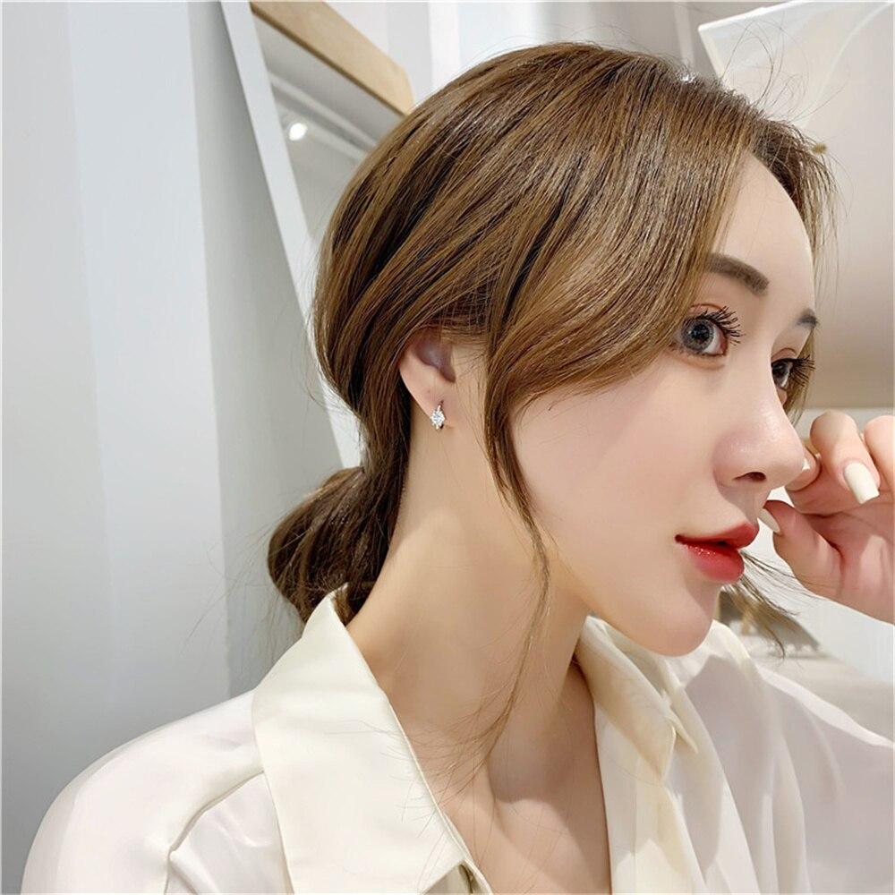 New Arrival Sterling Color Women Earrings Six Claw Cubic Zircon Fashionable Fashionable Micro Inlaid Pair Ear Studs Jewelry Festival