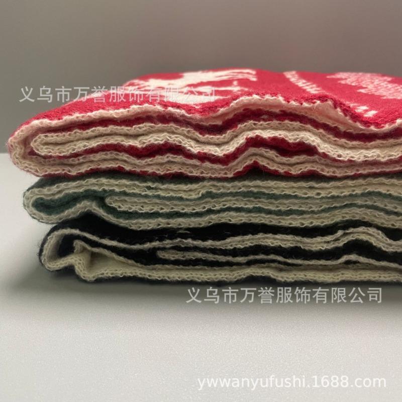 Christmas Scarf Women's Winter Senior Outdoor Street Red Versatile Jacquard Elk Warm Knitted Scarf