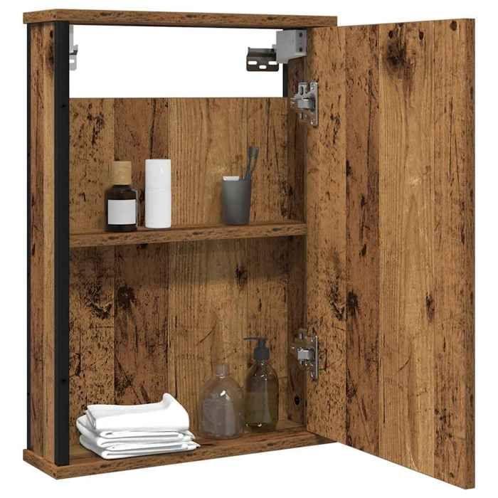 VidaXL Armoire à miroir de salle de bain vieux bois bois d'ingénierie, armoire de toilette avec miroir, armoire à miroir, 862229