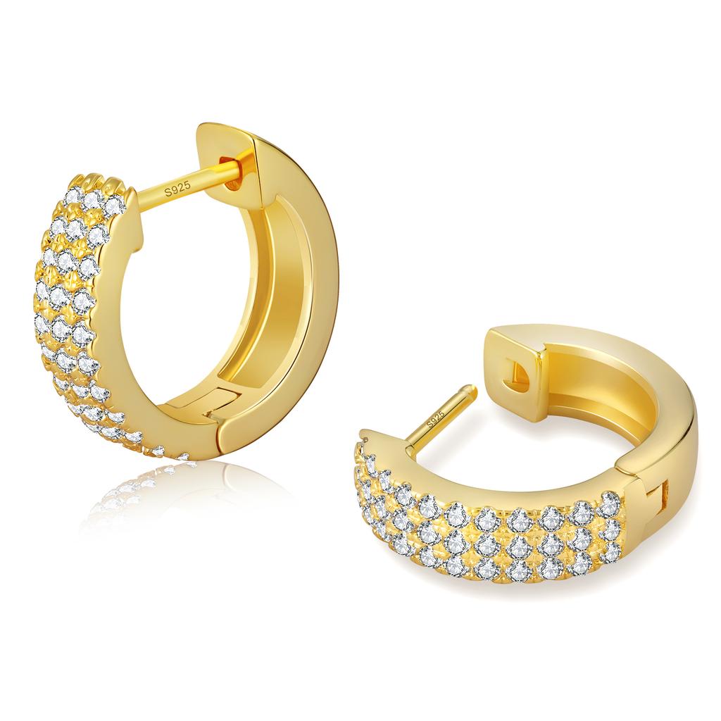 14K Gold Plated 925 Sterling Silver Cool Cubic Zirconia Cuban Link Chains Hoops Women Jewelry Birthday Gift Hoop Earrings Men