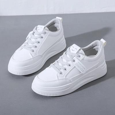 Women White Sneakers Autumn Lace Up Thick Bottom Casual Flats Anti-slip Outdoor Walking Sports Board Shoes Sapatos Femininos