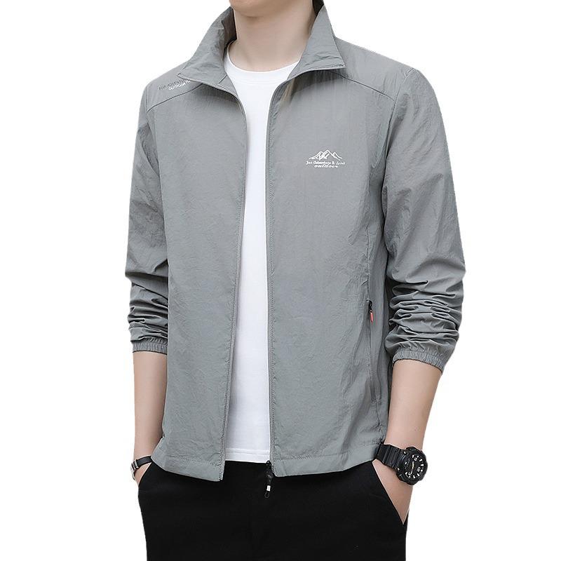 Men's Summer Windbreaker: Lightweight Ice Silk, Quick-Dry, Loose Fit, Stand Collar, Plus Size Fishing Jacket.