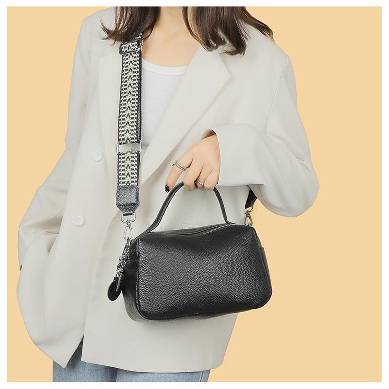 IELGY Cowhide One-Shoulder Messenger Pillow Bag Japanese Korean Version Fashion All-Match