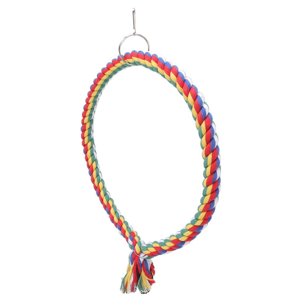 Bird Cotton Rope Ring Toy Colorful Parrot Swing Toys for Parakeets Cockatiels Conure Lovebirds Finches Macaw L
