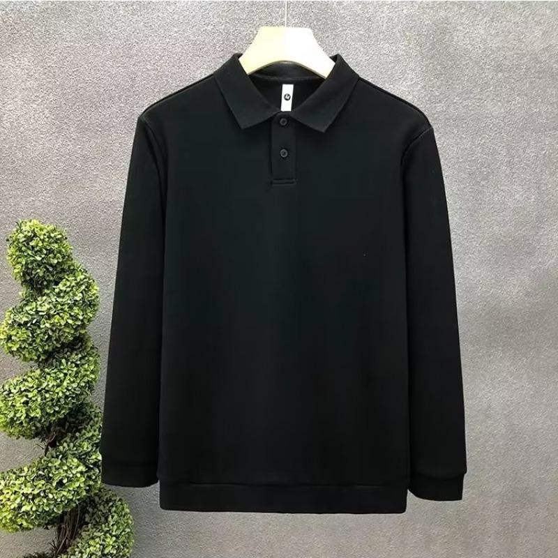 Men's Trendy White Long-Sleeved Polo Shirt - European Brand, 2023 Autumn Fashion, Casual Collar Top