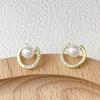 Elegant Gold-Plated Pearl Stud Earrings: Retro Fashion & Versatile Design for Women