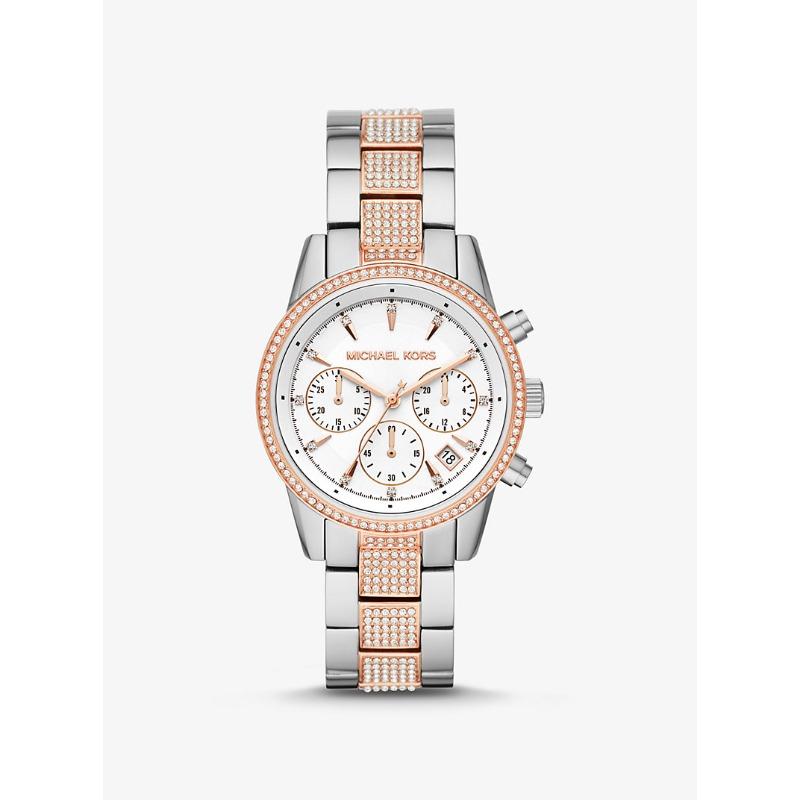 Двухцветные часы Michael Kors Bryant с паве MK6651 розового золота/серебряный
