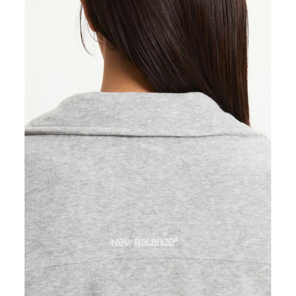 New Balance Nbmde4w942 Women Brushed Terry Fleece Half Zip Up Sweatshirt  Gray 