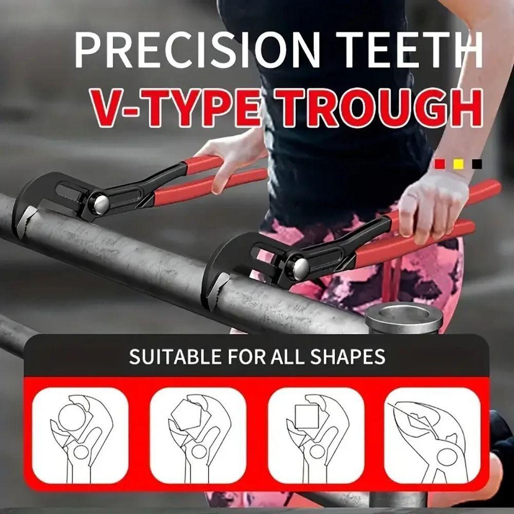 Large Opening Water Pipe Clamp Pliers Adjustable Groove Joint Pipe Pliers  Household Hand Tools