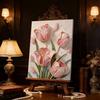 5D DIY Frameless Pearl Painting Pink Flowers Pattern Painting Kit, Suitable for Home Living Room Bedroom and Other Wall Decoration Art Paintings