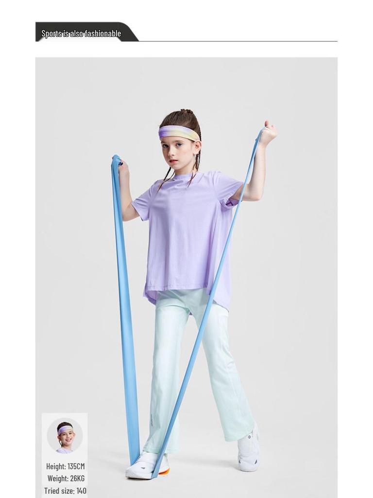 Girls' Quick-Dry Lightweight Summer Sports T-Shirt - Breathable Short-Sleeve Yoga Wear