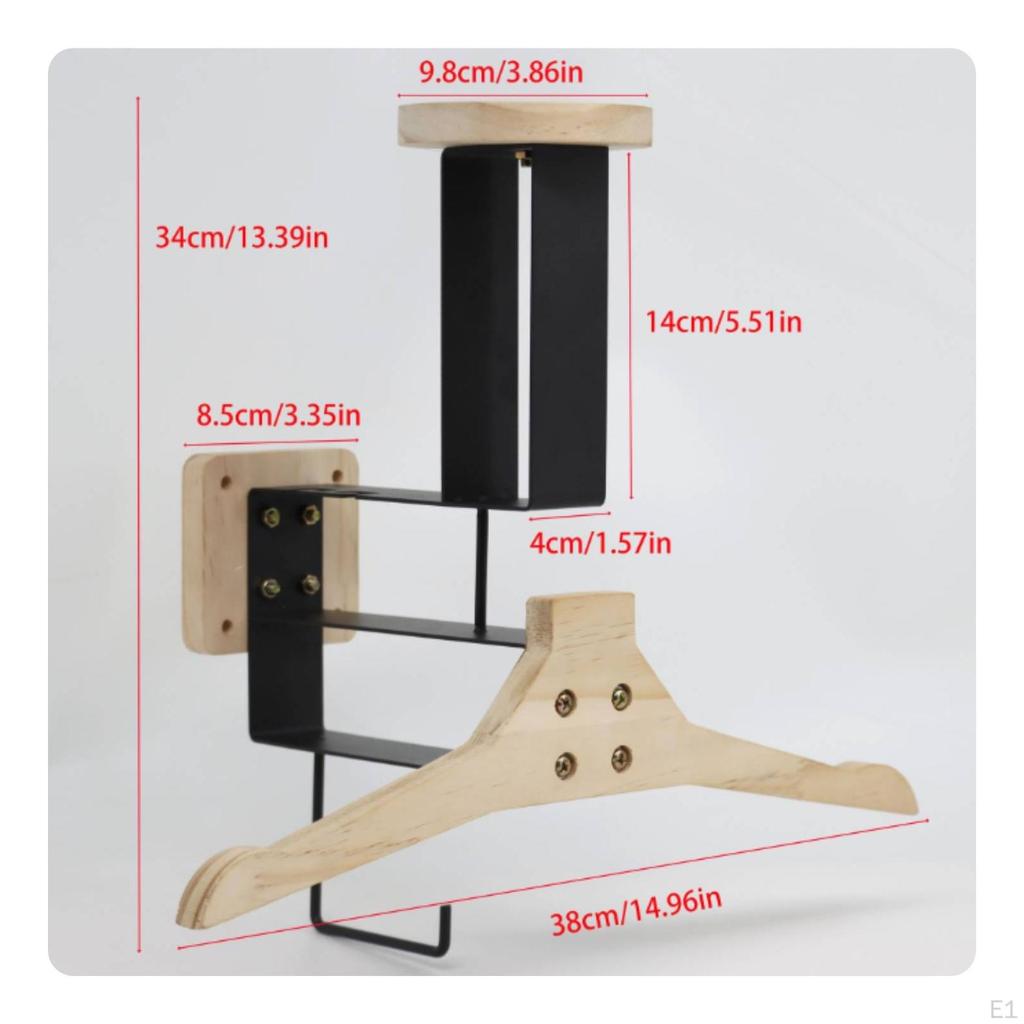 Motorcycle Helmet Rack with Hook Sturdy Wall Mount Stand Hanging Bar