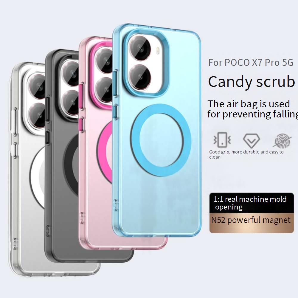 Magsafe Matte Phone Case For Xiaomi Poco X7 Pro Magnetic Wireless Charging For Xiaomi Redmi Turbo 4 Shockproof Back Cover