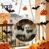 Acrylic Halloween Decoration Suncatcher Jigsaw Puzzle Set, Spooky Ghost Floral Meadow Window Hanging Ornament with Metal Lightweight Frame