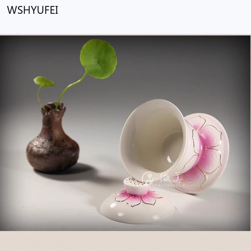 Ceramic Lotus Holy Water Cup Family Buddha Hall Offering Cup Buddha's Front Guanyin Water Purification Cup