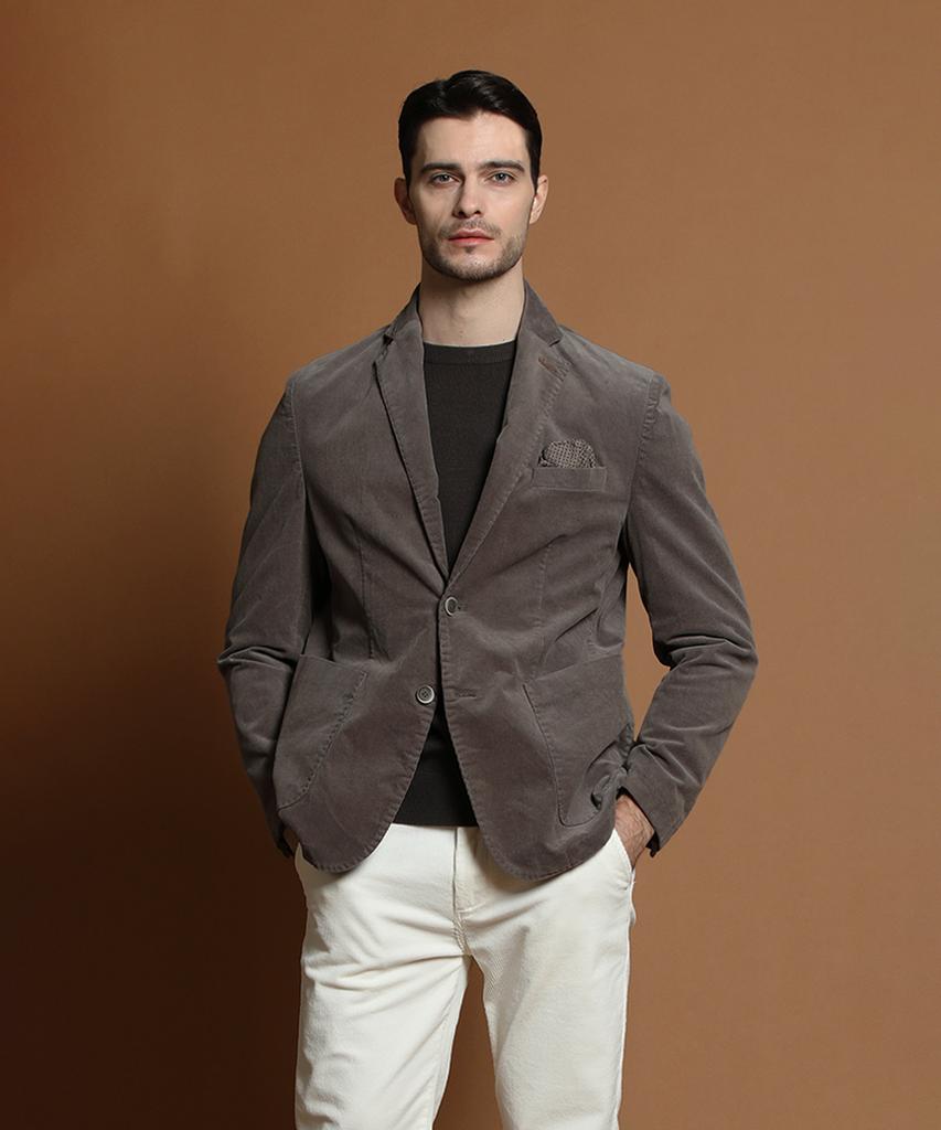Panicale Charcoal Slim Fit Corduroy Jacket