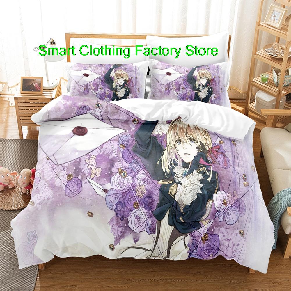 Comforter Single Twin Full Queen King Size Bed Set Teenagers Bedroom s Fashion Bed Violet Evergarden Bedding Set