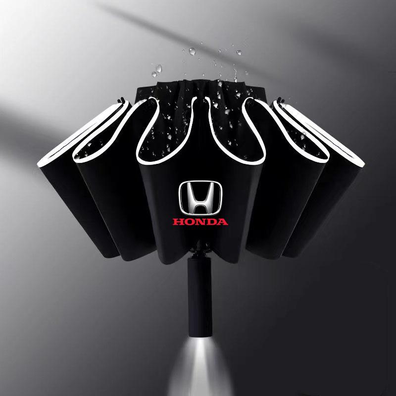 Car Reverse Folding Umbrella With LED Flashlight Reflective Stripe Umbrella For Honda Fit Civic Accord 7 8 9 10 Pilot City Jazz