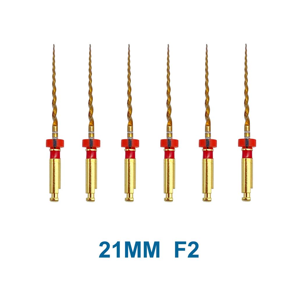 6 Pezzi Lime Endodontiche Dorate 19 21 25mm Flessibili Rotanti Canalare Radice Dentale Nichel Titanio