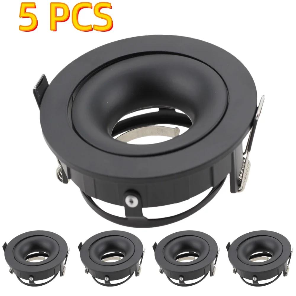 1/5PCS Recessed Round Spotlight LED Ceiling Downlight Mounting Frame Adjustable Black/White GU10/MR16 Lamp Holder Light Fitting