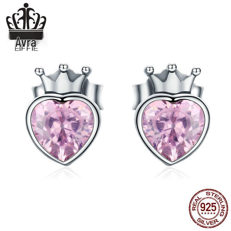 

Серьги-пусеты Everjoy в форме сердца с короной из стерлингового серебра 925 пробы SCE174 925 Sterling Silver