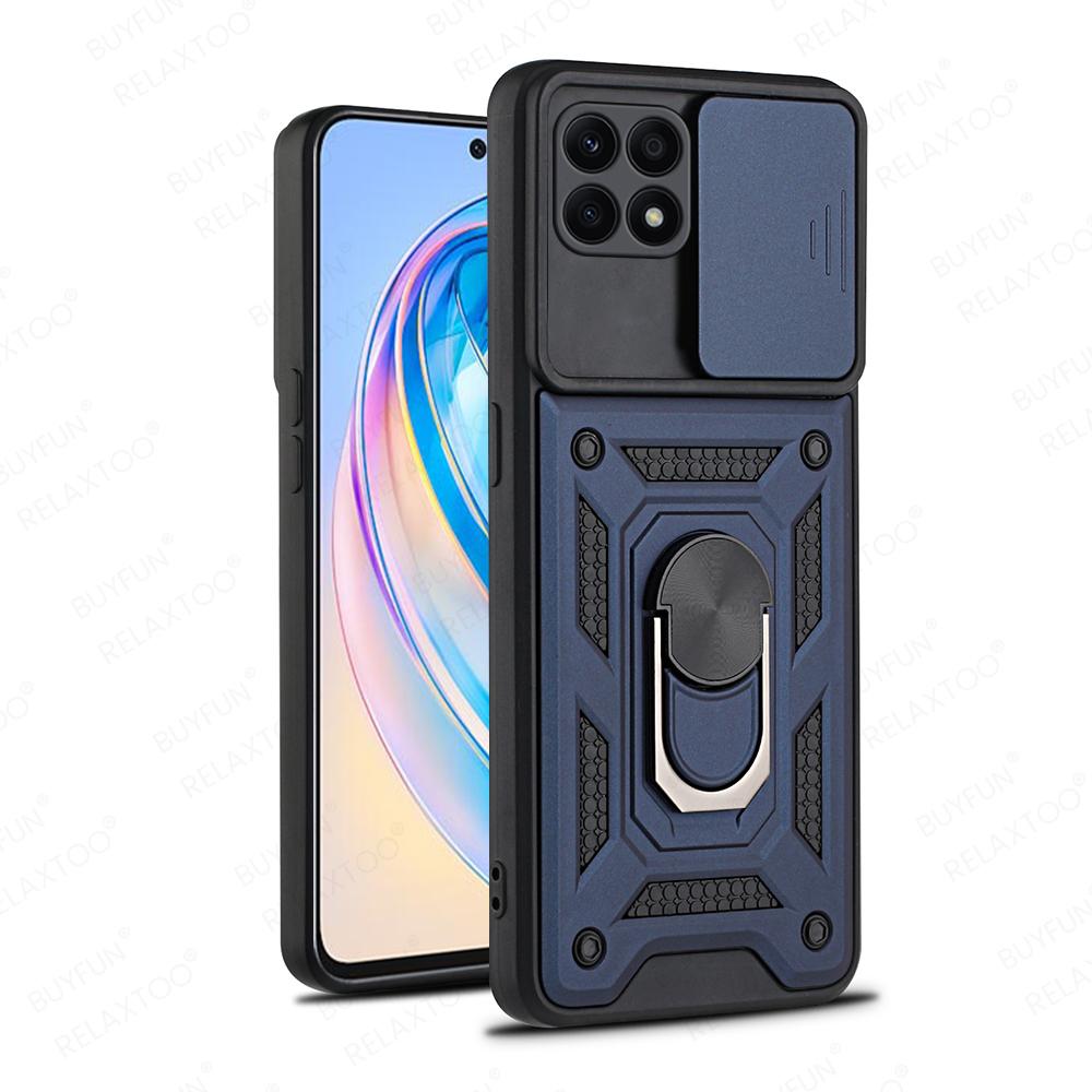 

Автомобильный магнитный держатель с кольцом, противоударный защитный чехол для Honor X8a 4g Honer X 8 a 8a HonorX8a, чехол, защита линз, чехлы For Honor X8a синий