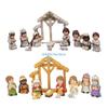 Nativity Statues Figures Set Resins Manger Scene Minaiture Figurines Ornaments for Mantels and Shelf Christmas Decors D57B