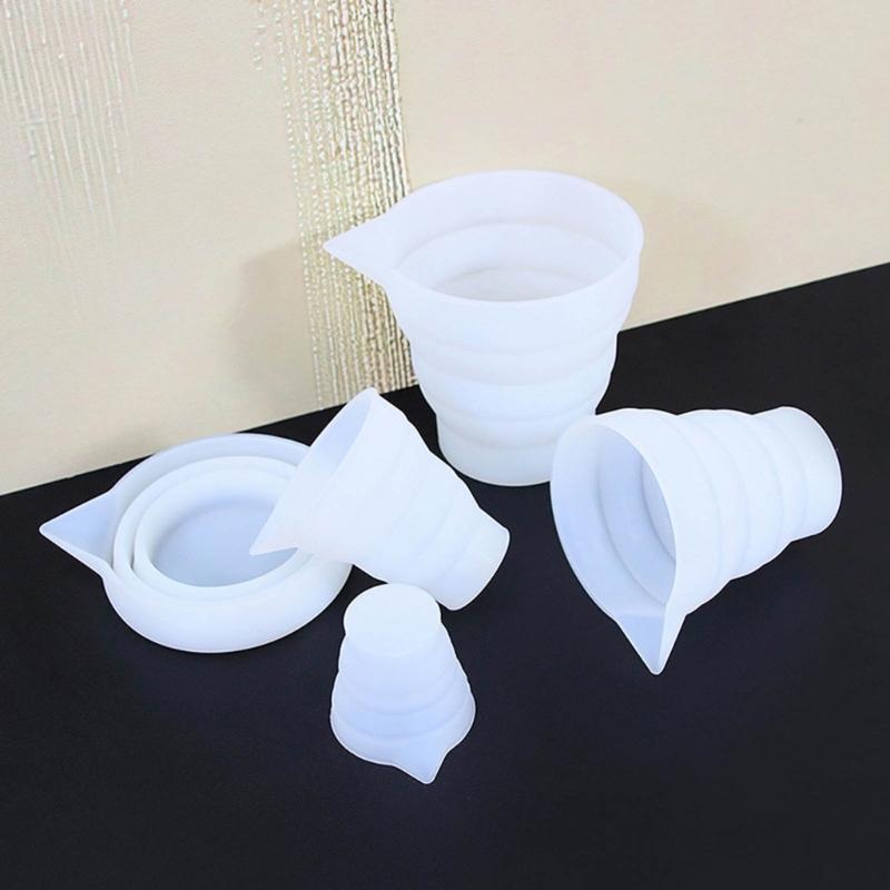 Silicone Resin Measure Cup Mold Collapsible Measuring Cups for Epoxy Casting Mold Folding Mixing Cup Mould Jewelry Craft