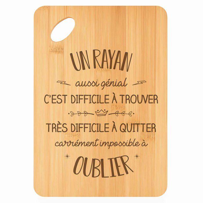Planche à découper / Plateau apéro - PLANETEE - Un Rayan aussi génial - Bambou - 30x20x1 cm - Bords arrondis