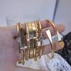 8Pcs Set Vintage Gold Open Bangle Bracelets Twisted Textured Geometric Cuff Jewelry for Women