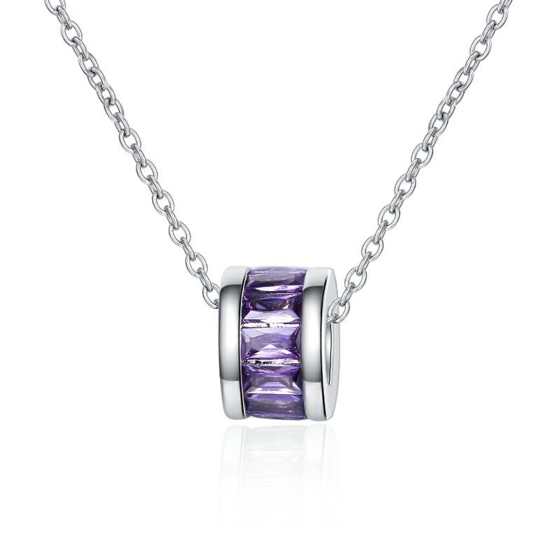 925 Silver Necklace For Women Round Pendent Sparkling Pave CZ Necklace Fashion Anniversary Birthday Jewelry Gifts N755