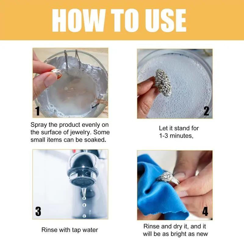 Jewelry Cleaner Silver Jewelry Necklace Ring Clean Polishing Spray Ring Care Washing Fluid Multi-Function Cleaner Silver Cleaner