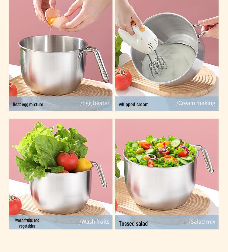 304 Stainless Steel Non-Slip Deep Mixing Bowl with Anti-Splash Design for Baking, Salads, and Cold Dishes