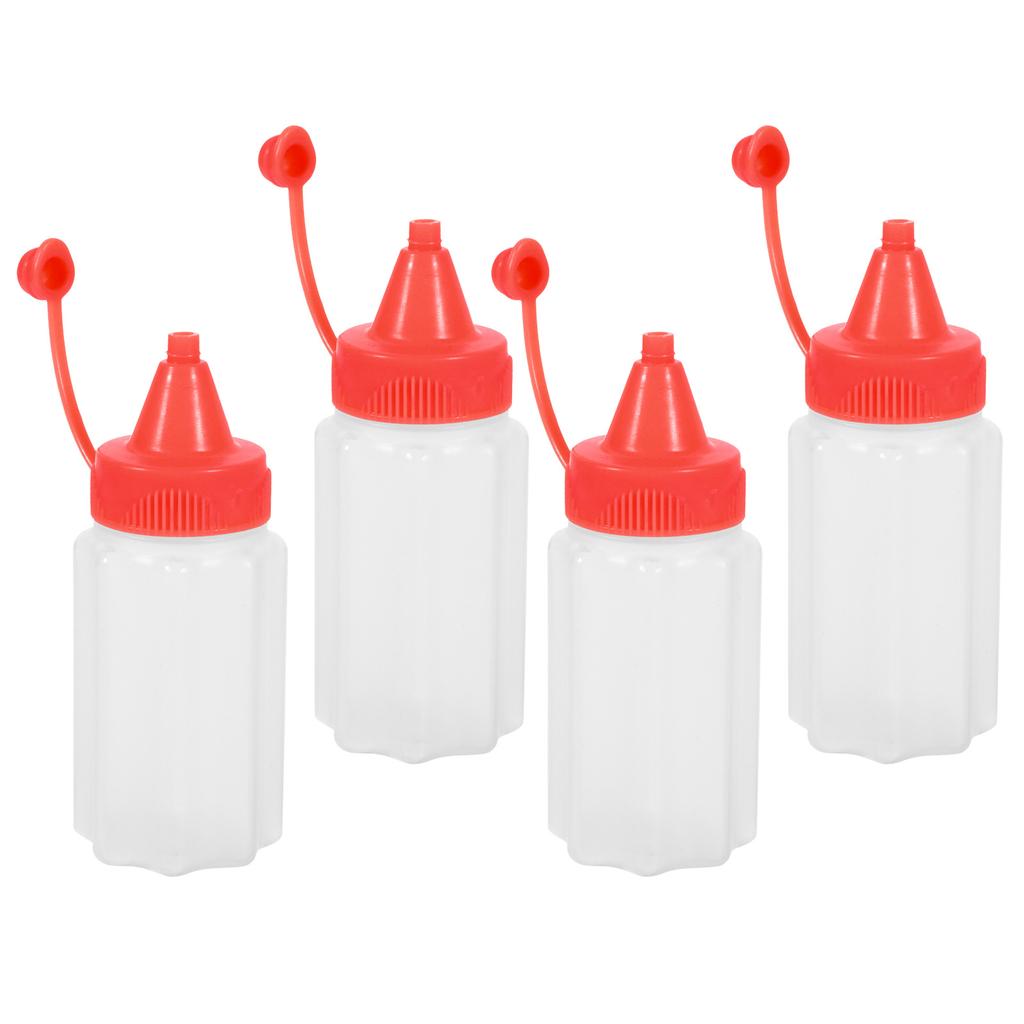 4 pcs Mini Condiment Squeeze Bottles Small Size Portable Oil Dispenser For Salad Dressing Mustard Ketchup Sauce Camping Kitchen