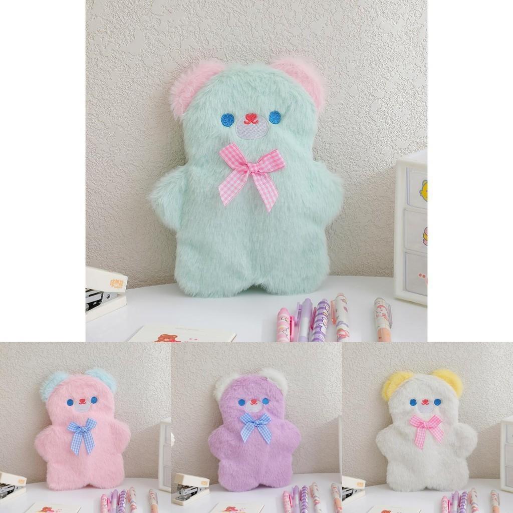 Cute Cartoon Bear Plush Pencil Case Korean Style Girls Stationery Organizer Large Capacity Pen Pouch