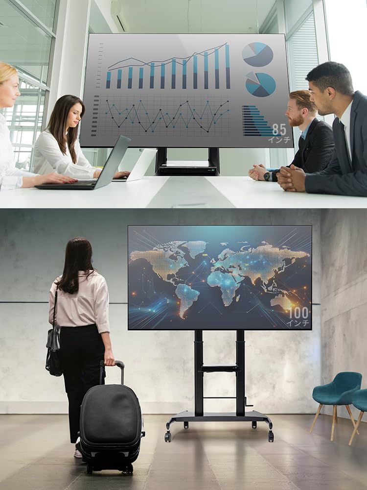 TV Large Compatible with Load Capacity 100 Height Adjustable with Large Shelf Angle Commercial Electronic Whiteboard E-supply Stand, Size, 55-100