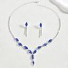 Ladies Light Luxury Shines Oblong Crystal Necklace & Ear Drop Jewelry Set