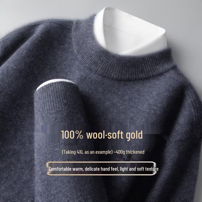 Hengyuanxiang Men's Thermal Wool Blend Crew Neck Sweater