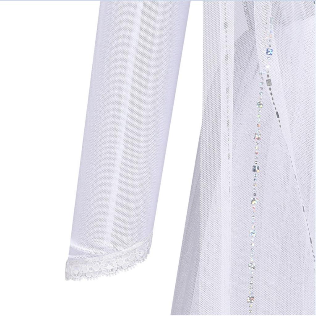 Halloween Girl Princess COS Dress Up Suit Mesh Cape Dress Braids Crown Gloves Wand Four-Pieces Set