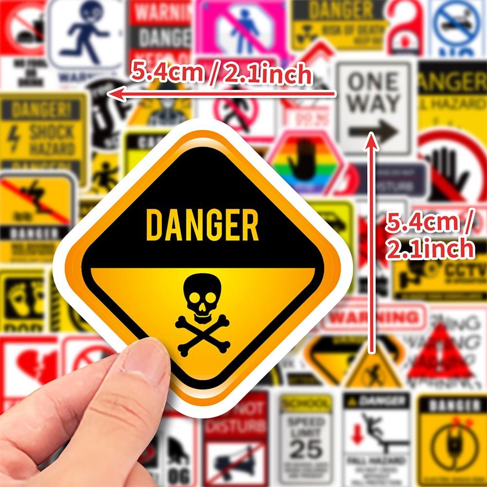 10/30/50/100pcs Warning Danger Banning Stickers Graffiti Waterproof Decals DIY Guitar Luggage Funny Cartoon Sticker