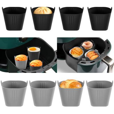 8Pcs Silicone Muffin Baking Cups Cupcake-Molds Poached Egg Cups Reusable Baking Cups For Air Fryer For Cake Making Kitchen DIY