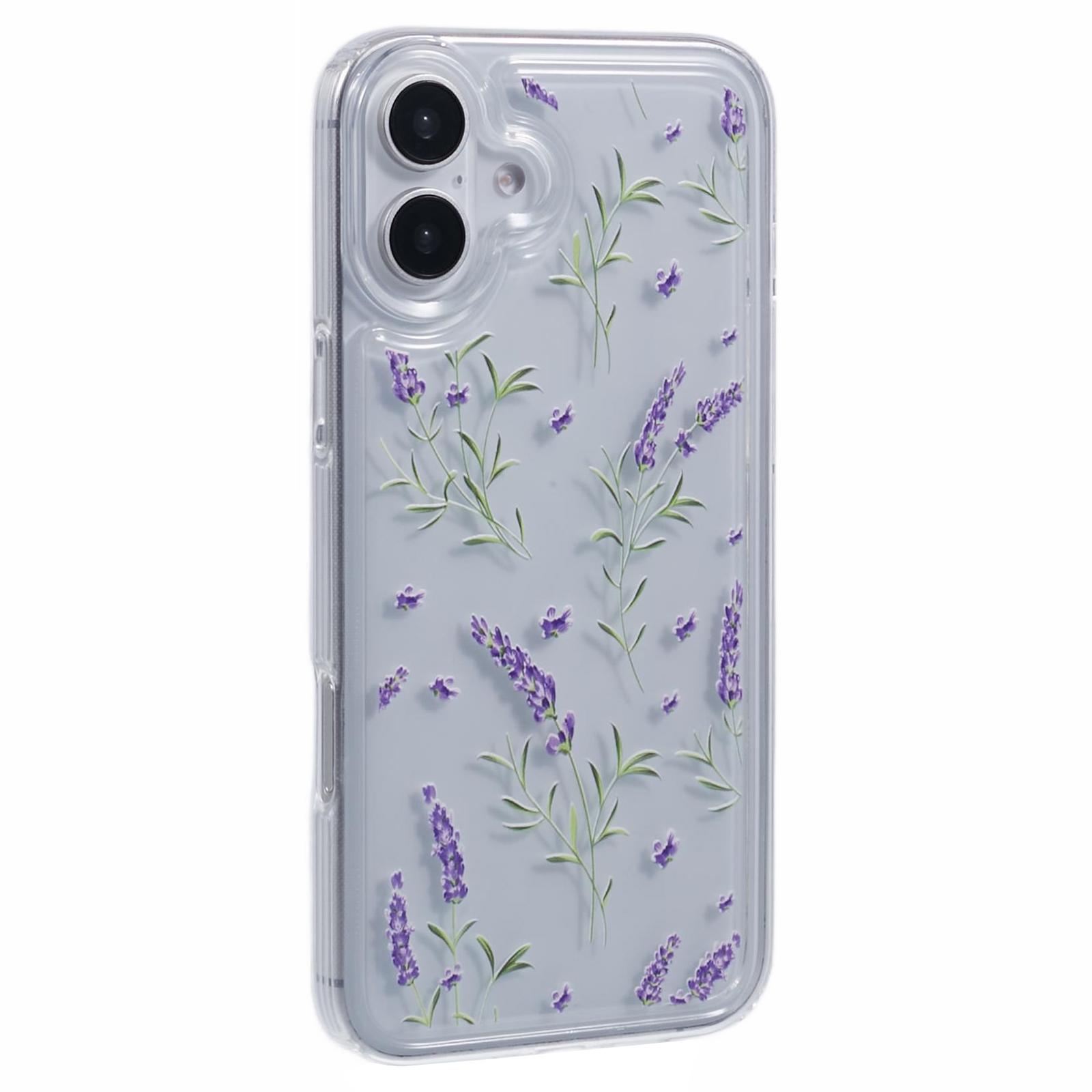 

For iPhone 16 Plus Case TPU Flower Printing Pattern Air Cushion Design Protective Cover KS5