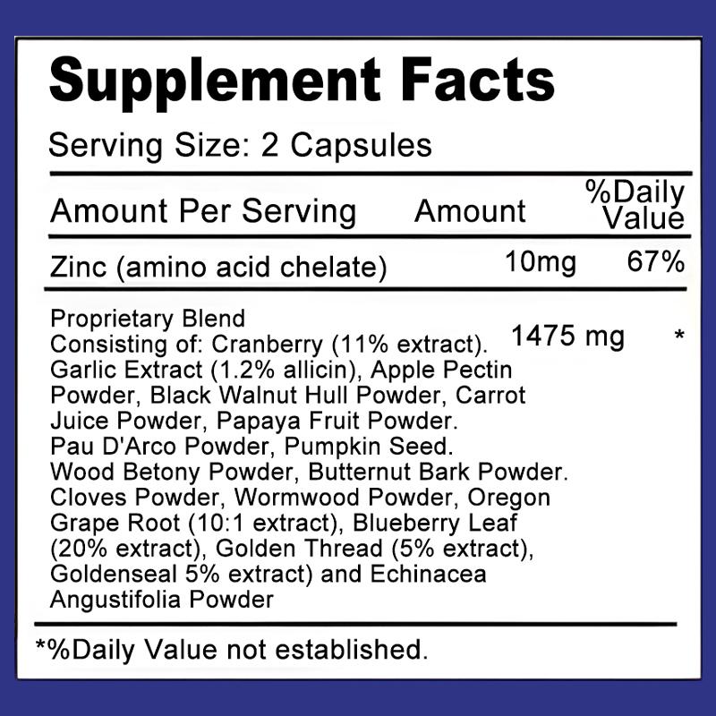 Herbal Extracts Dietary Supplement, With Zinc, 120 Capsules Per Bottle, Gluten-Free