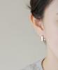 Alleun Silver 925 Square Bold One-Touch Silver Earrings Luxury