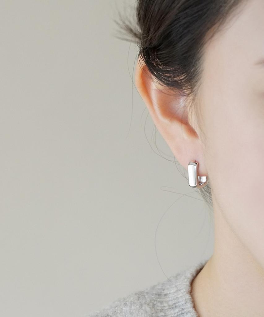 Alleun Silver 925 Square Bold One-Touch Silver Earrings Luxury