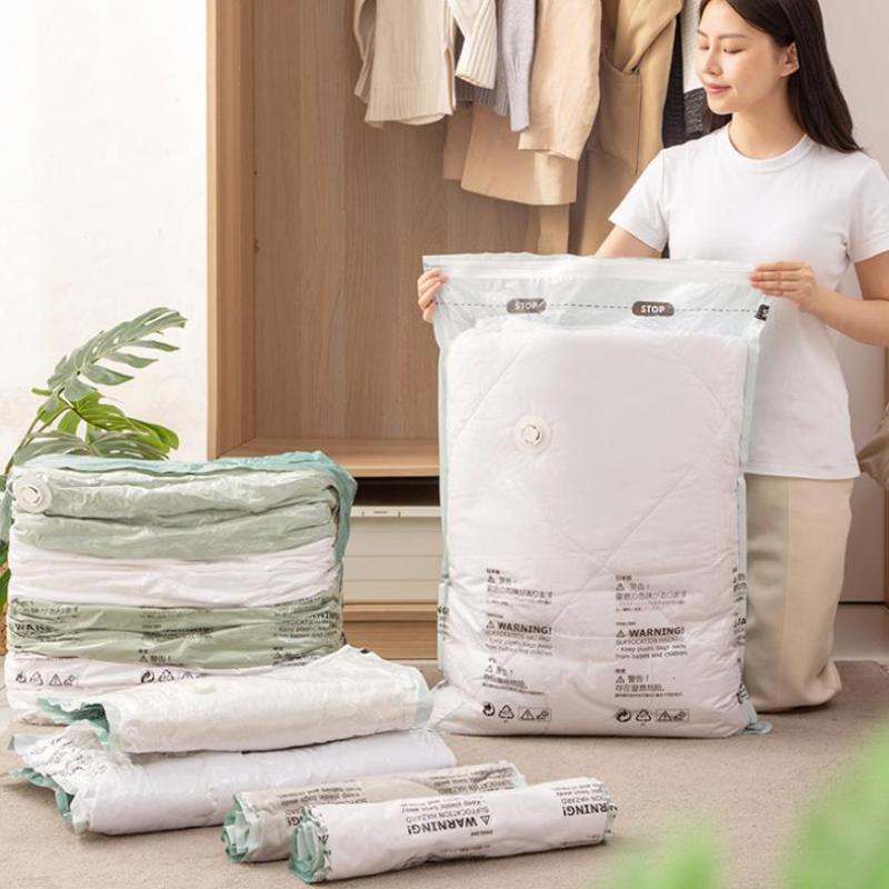 No Pump Design Vacuum Compression Storage Bags Extra Large For Clothes Blankets Bedding Bedroom Storage