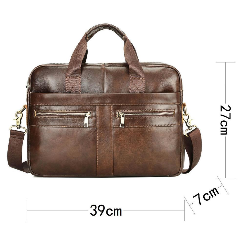 Business Casual Herren Aktentasche First Layer Rindsleder Laptoptasche Herren Schulter Messenger Bag